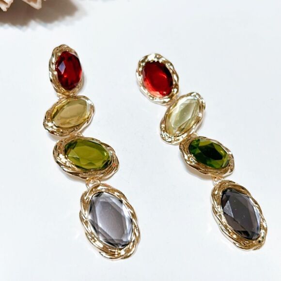 Crystal drop earrings M175 - Picture 4 of 7